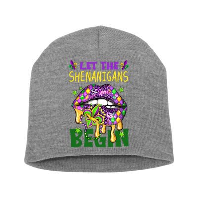 Let The Shenanigans Begin Mardi Gras Lips Short Acrylic Beanie