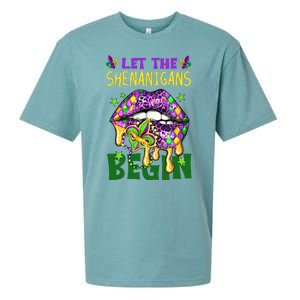 Let The Shenanigans Begin Mardi Gras Lips Sueded Cloud Jersey T-Shirt