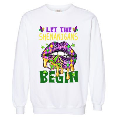 Let The Shenanigans Begin Mardi Gras Lips Garment-Dyed Sweatshirt