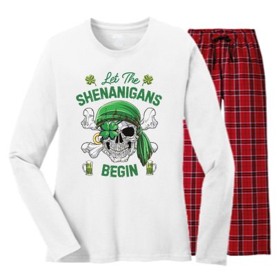 Let The Shenanigans Begin Women's Long Sleeve Flannel Pajama Set 