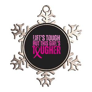 Life's Tough This  Tougher Breast Cancer Pink Ribbon Metallic Star Ornament