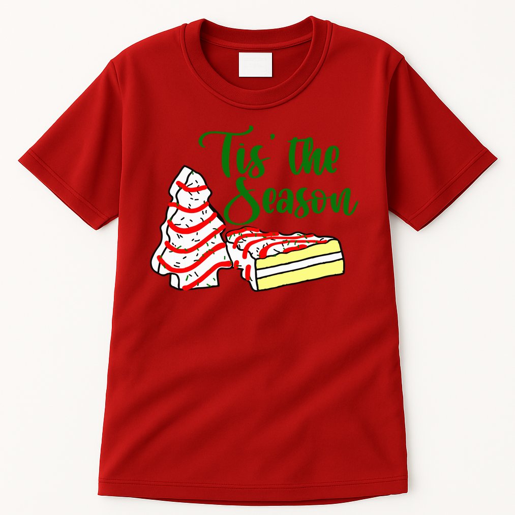 Little Tis' The Season Christmas Tree Cakes Debbie Becky Jen TShirt Tall T-Shirt