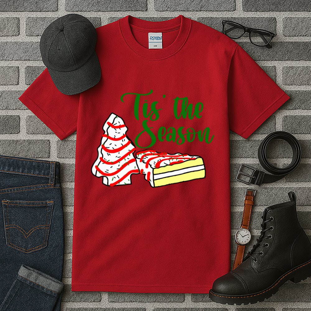 Little Tis' The Season Christmas Tree Cakes Debbie Becky Jen TShirt Tall T-Shirt