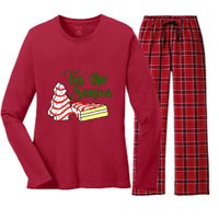 Little Tis' The Season Christmas Tree Cakes Debbie Becky Jen TShirt Women's Long Sleeve Flannel Pajama Set 