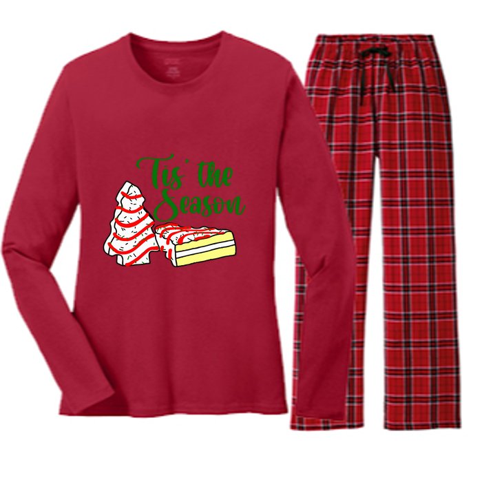 Little Tis' The Season Christmas Tree Cakes Debbie Becky Jen TShirt Women's Long Sleeve Flannel Pajama Set 