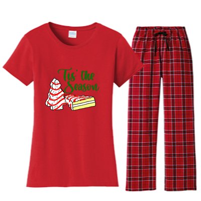 Little Tis' The Season Christmas Tree Cakes Debbie Becky Jen TShirt Women's Flannel Pajama Set