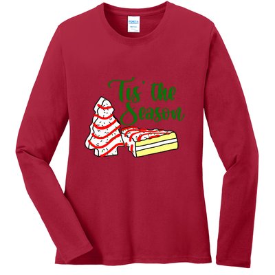 Little Tis' The Season Christmas Tree Cakes Debbie Becky Jen TShirt Ladies Long Sleeve Shirt