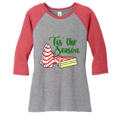 Little Tis' The Season Christmas Tree Cakes Debbie Becky Jen TShirt Women's Tri-Blend 3/4-Sleeve Raglan Shirt