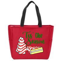 Little Tis' The Season Christmas Tree Cakes Debbie Becky Jen TShirt Zip Tote Bag