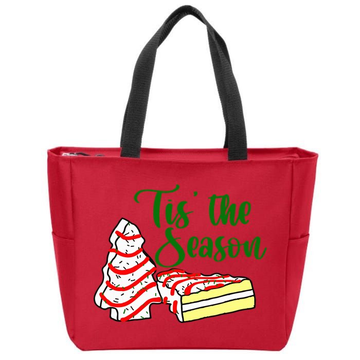 Little Tis' The Season Christmas Tree Cakes Debbie Becky Jen TShirt Zip Tote Bag