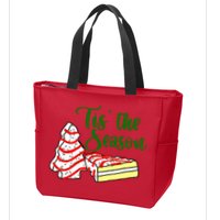 Little Tis' The Season Christmas Tree Cakes Debbie Becky Jen TShirt Zip Tote Bag