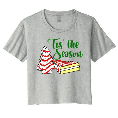 Little Tis' The Season Christmas Tree Cakes Debbie Becky Jen TShirt Women's Crop Top Tee