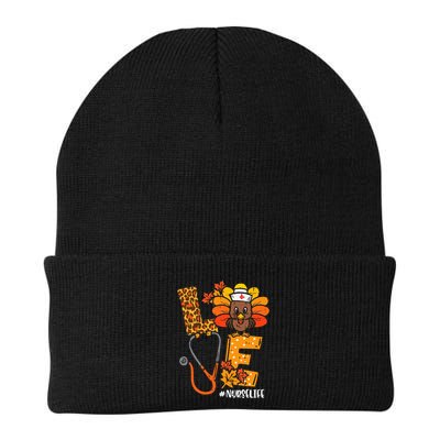 Love Turkey Thanksgiving Nurse Life Fall Beanie