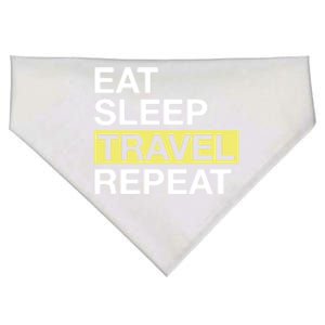 Love To Travel Eat Sleep Travel Repeat Traveler Gift USA-Made Doggie Bandana