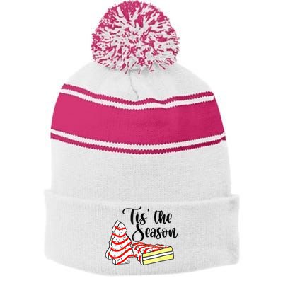 Little Tis The Season Christmas Tree Cakes Debbie Becky Jen Stripe Pom Pom Beanie