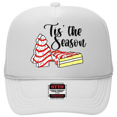 Little Tis The Season Christmas Tree Cakes Debbie Becky Jen High Crown Mesh Back Trucker Hat