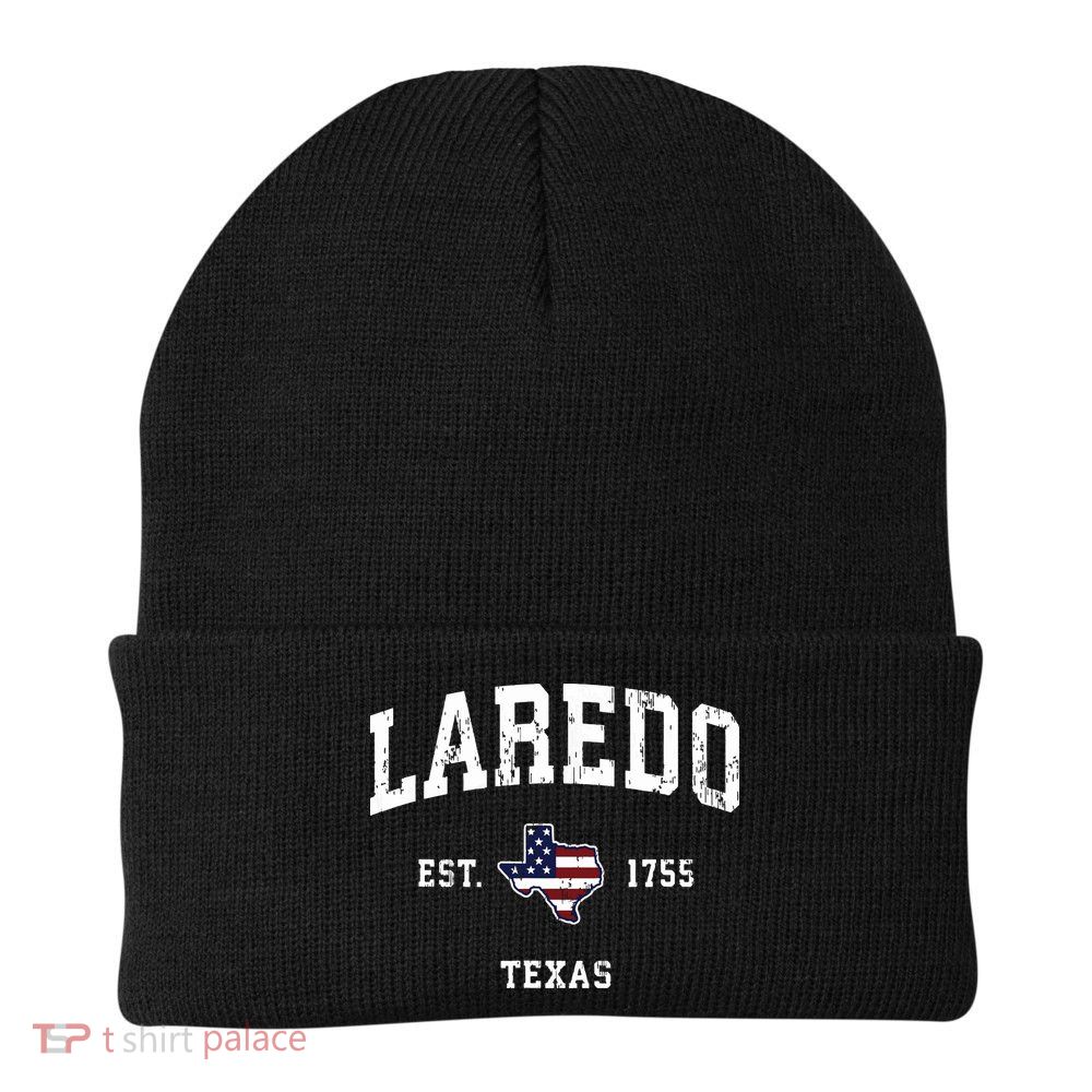 Laredo Texas Tx Vintage American Flag Sports Design Beanie