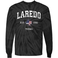 Laredo Texas Tx Vintage American Flag Sports Design Tie-Dye Long Sleeve Shirt