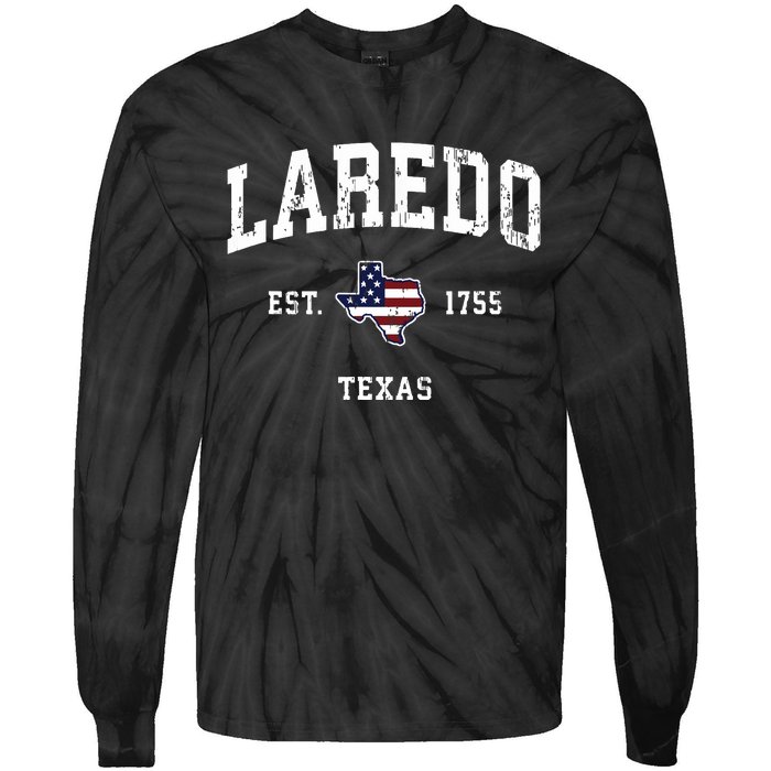 Laredo Texas Tx Vintage American Flag Sports Design Tie-Dye Long Sleeve Shirt