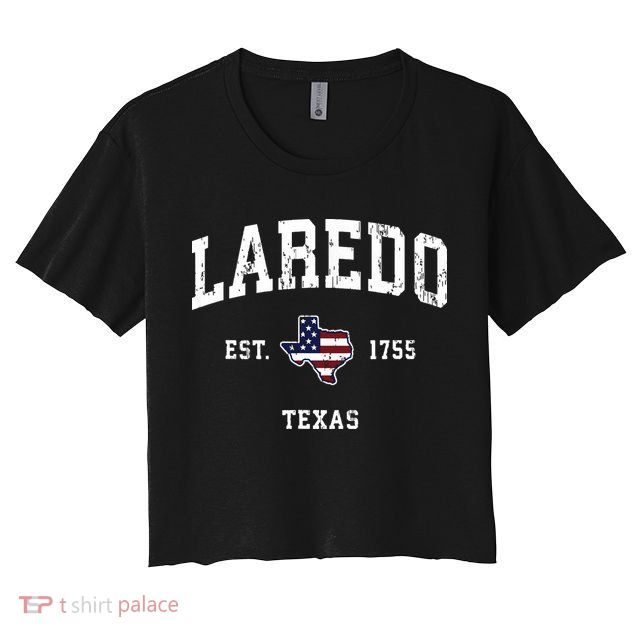 Laredo Texas Tx Vintage American Flag Sports Design Crop Top