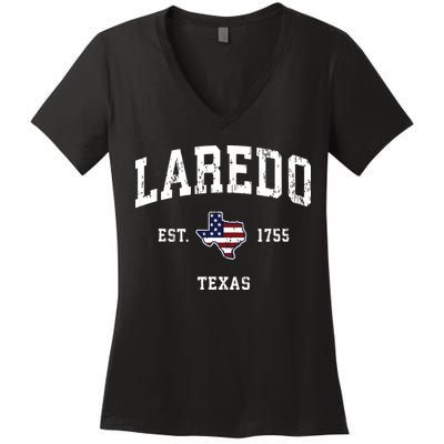Laredo Texas Tx Vintage American Flag Sports Design Women's V-Neck T-Shirt