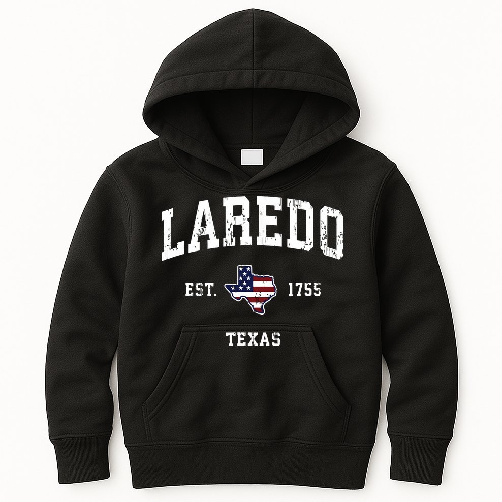Laredo Texas Tx Vintage American Flag Sports Design Kids Hoodie