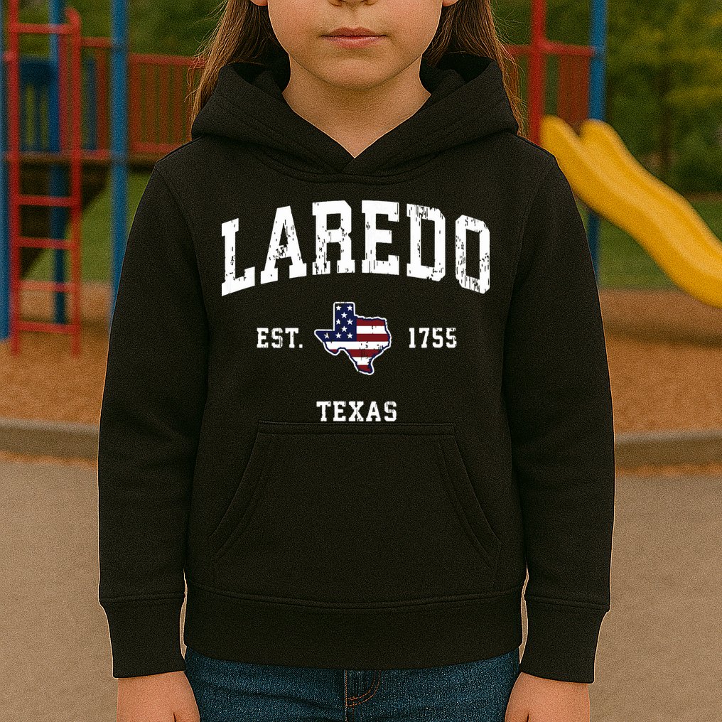 Laredo Texas Tx Vintage American Flag Sports Design Kids Hoodie