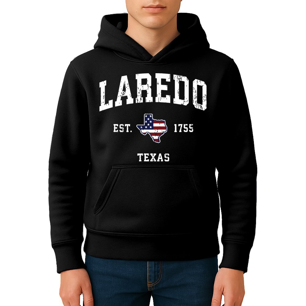 Laredo Texas Tx Vintage American Flag Sports Design Kids Hoodie