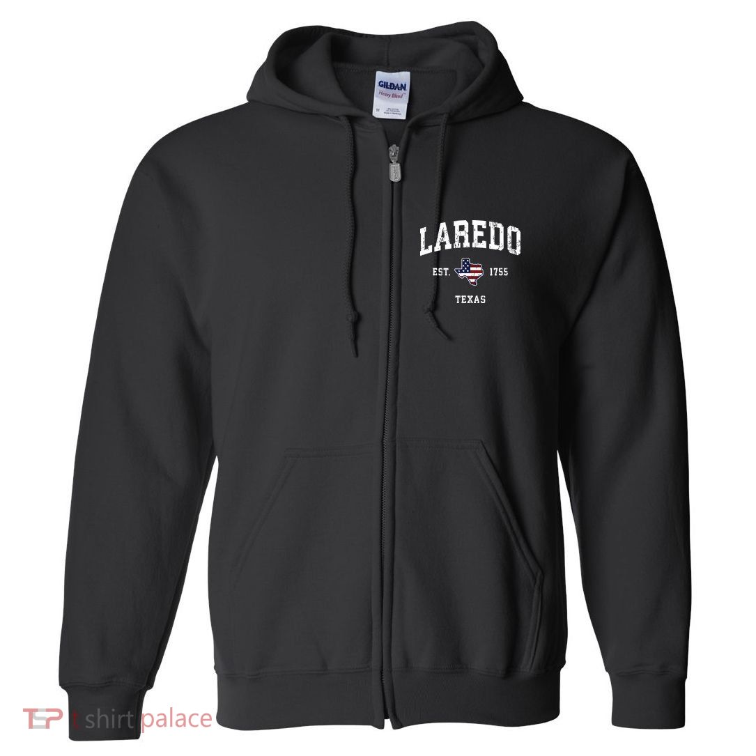 Laredo Texas Tx Vintage American Flag Sports Design Full Zip Hoodie