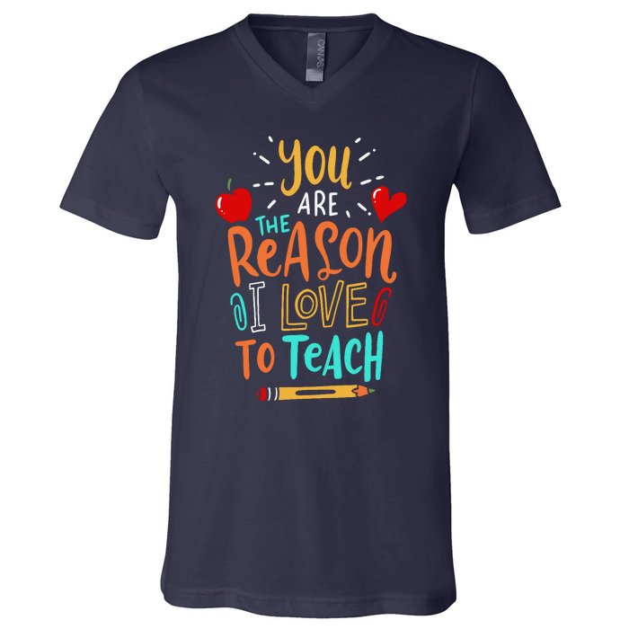 Love To Teach Positive Affirmation Kind Motivational Teacher V-Neck T-Shirt