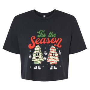 Little Tis' The Season Christmas Tree Cakes Debbie Becky Jen Bella+Canvas Jersey Crop Tee