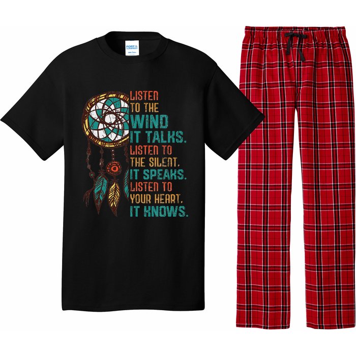 Listen To The Wind It Talks Fun Native American Day Graphic Pajama Set