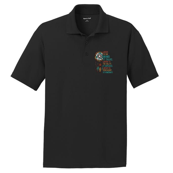 Listen To The Wind It Talks Fun Native American Day Graphic PosiCharge RacerMesh Polo