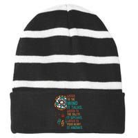 Listen To The Wind It Talks Fun Native American Day Graphic Striped Beanie with Solid Band