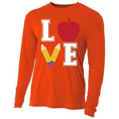 Love Teaching Teacher Life Apple Teacher Appreciation Meaningful Gift Cooling Performance Long Sleeve Crew