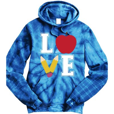 Love Teaching Teacher Life Apple Teacher Appreciation Meaningful Gift Tie Dye Hoodie