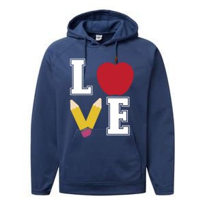 Love Teaching Teacher Life Apple Teacher Appreciation Meaningful Gift Performance Fleece Hoodie