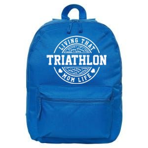 Living That Triathlon Mom Life Running Bike Swimming Sport Gift 16 in Basic Backpack