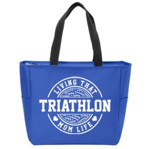 Living That Triathlon Mom Life Running Bike Swimming Sport Gift Zip Tote Bag