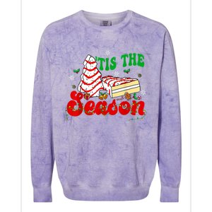 Little Tis' The Season Christmas Tree Cakes Debbie Groovy Colorblast Crewneck Sweatshirt