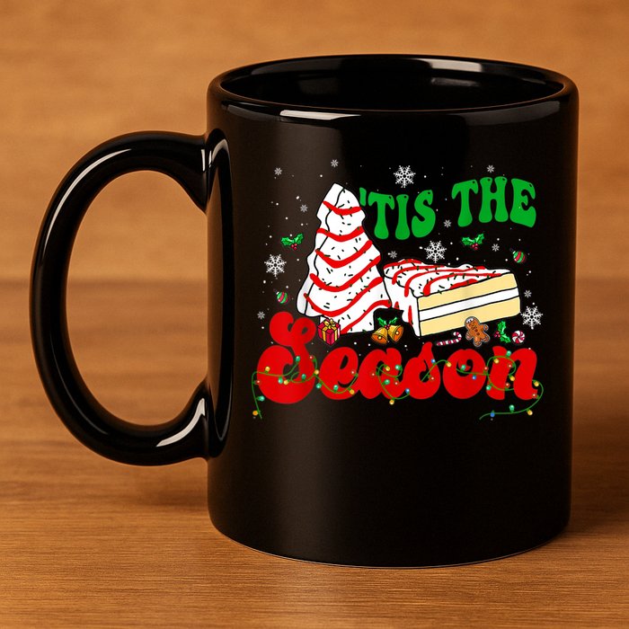 Little Tis' The Season Christmas Tree Cakes Debbie Groovy 11oz C Handle Ceramic Mug