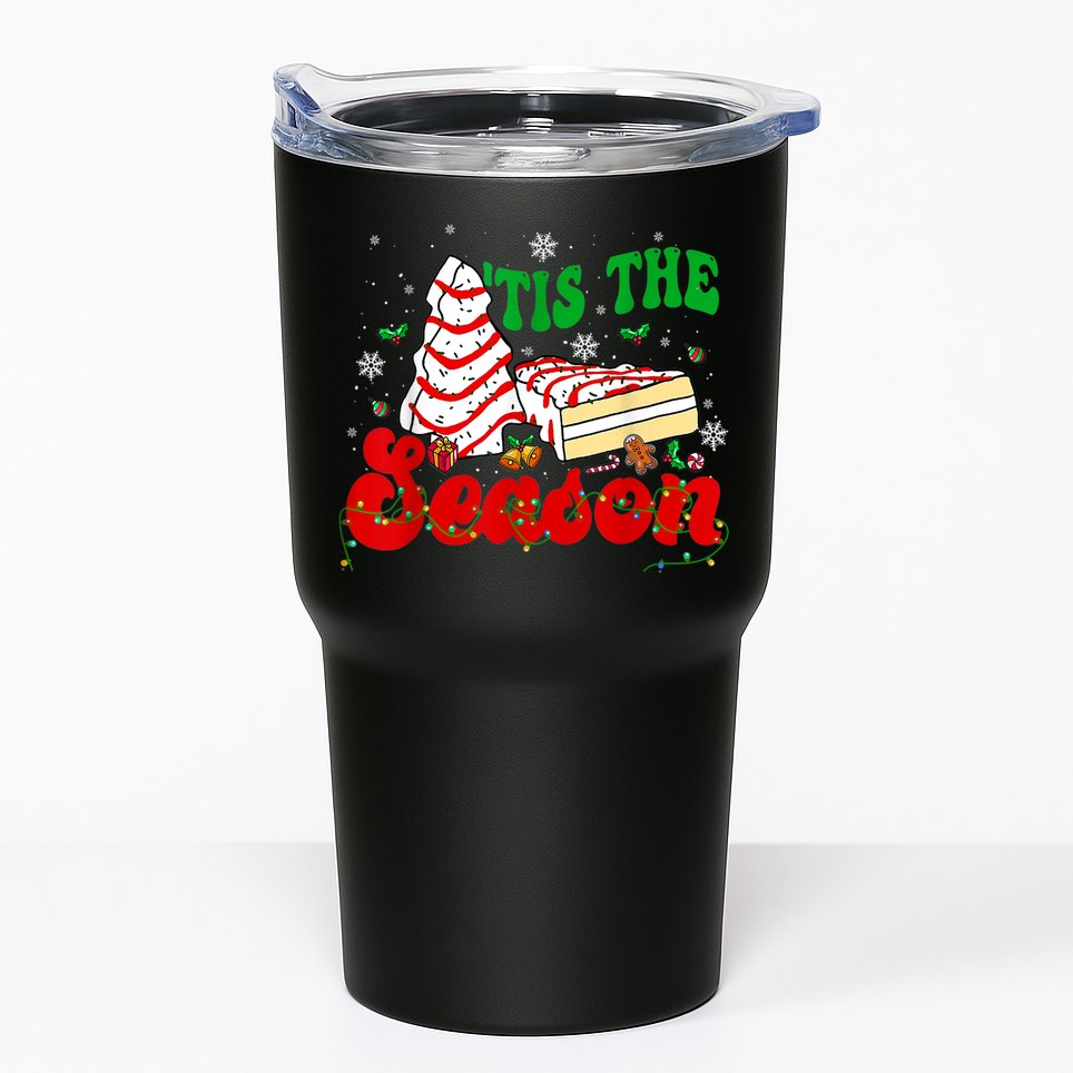Little Tis' The Season Christmas Tree Cakes Debbie Groovy Tumbler