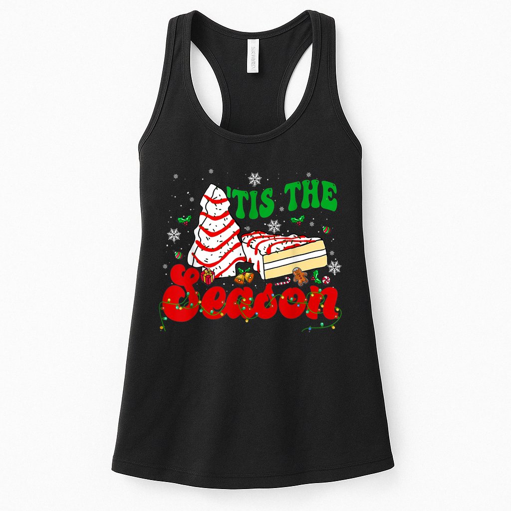 Little Tis' The Season Christmas Tree Cakes Debbie Groovy Womens Tank Top