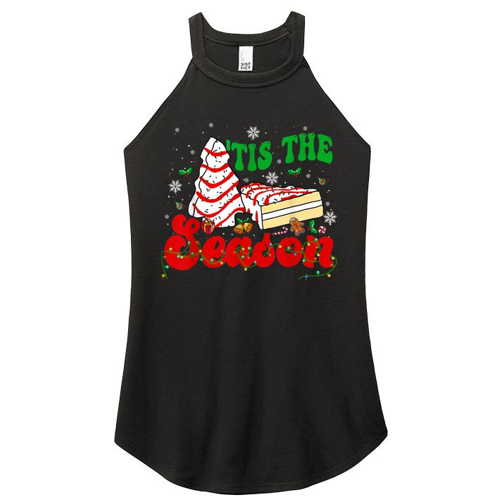 Little Tis' The Season Christmas Tree Cakes Debbie Groovy Women's Perfect Tri Rocker Tank