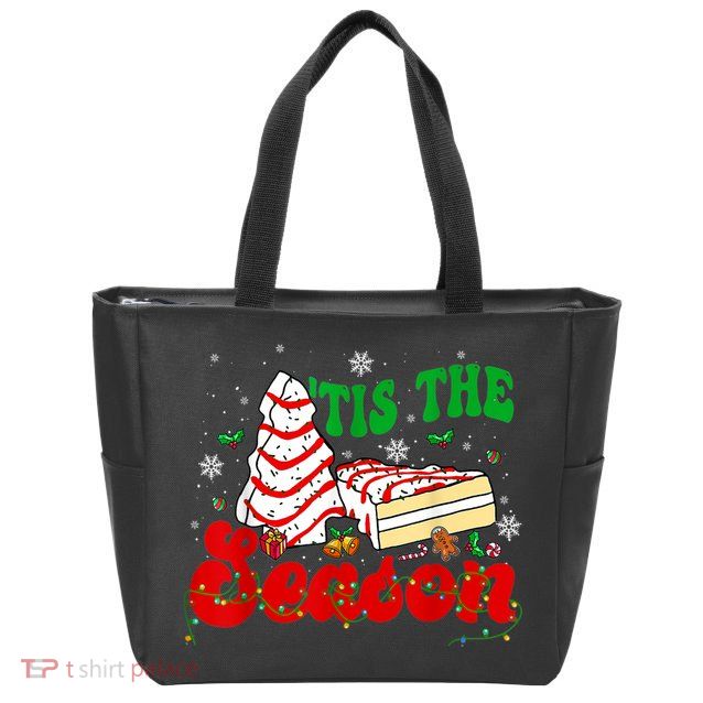 Little Tis' The Season Christmas Tree Cakes Debbie Groovy Zip Tote Bag