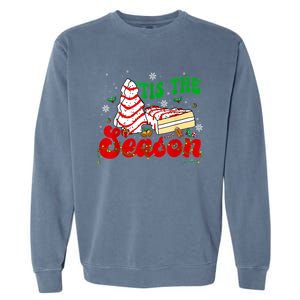 Little Tis' The Season Christmas Tree Cakes Debbie Groovy Garment-Dyed Sweatshirt