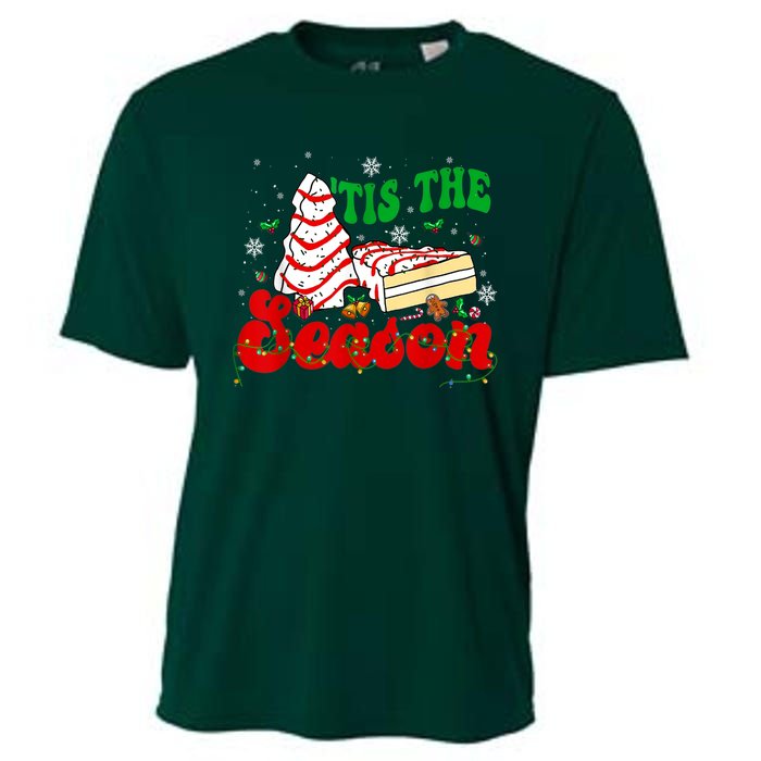 Little Tis' The Season Christmas Tree Cakes Debbie Groovy Cooling Performance Crew T-Shirt