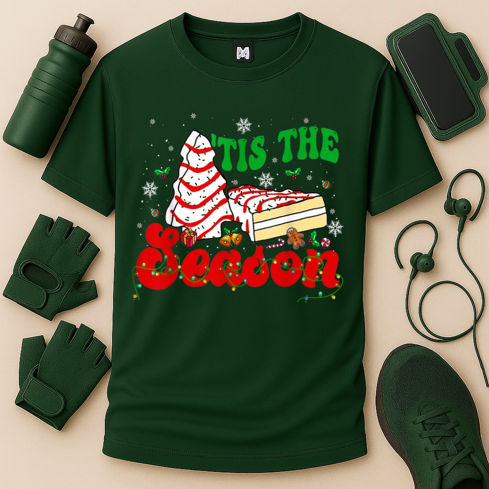 Little Tis' The Season Christmas Tree Cakes Debbie Groovy Cooling Performance Crew T-Shirt