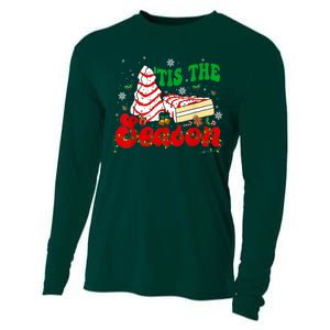 Little Tis' The Season Christmas Tree Cakes Debbie Groovy Cooling Performance Long Sleeve Crew