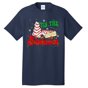 Little Tis' The Season Christmas Tree Cakes Debbie Groovy Tall T-Shirt